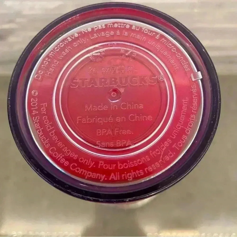 Starbucks Faceted Orange and Pink Cold Cup 2014 EUC 24 Oz